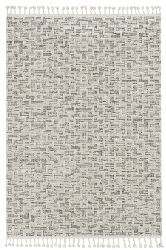 8' X 11' Gray and Ivory Geometric Area Rug