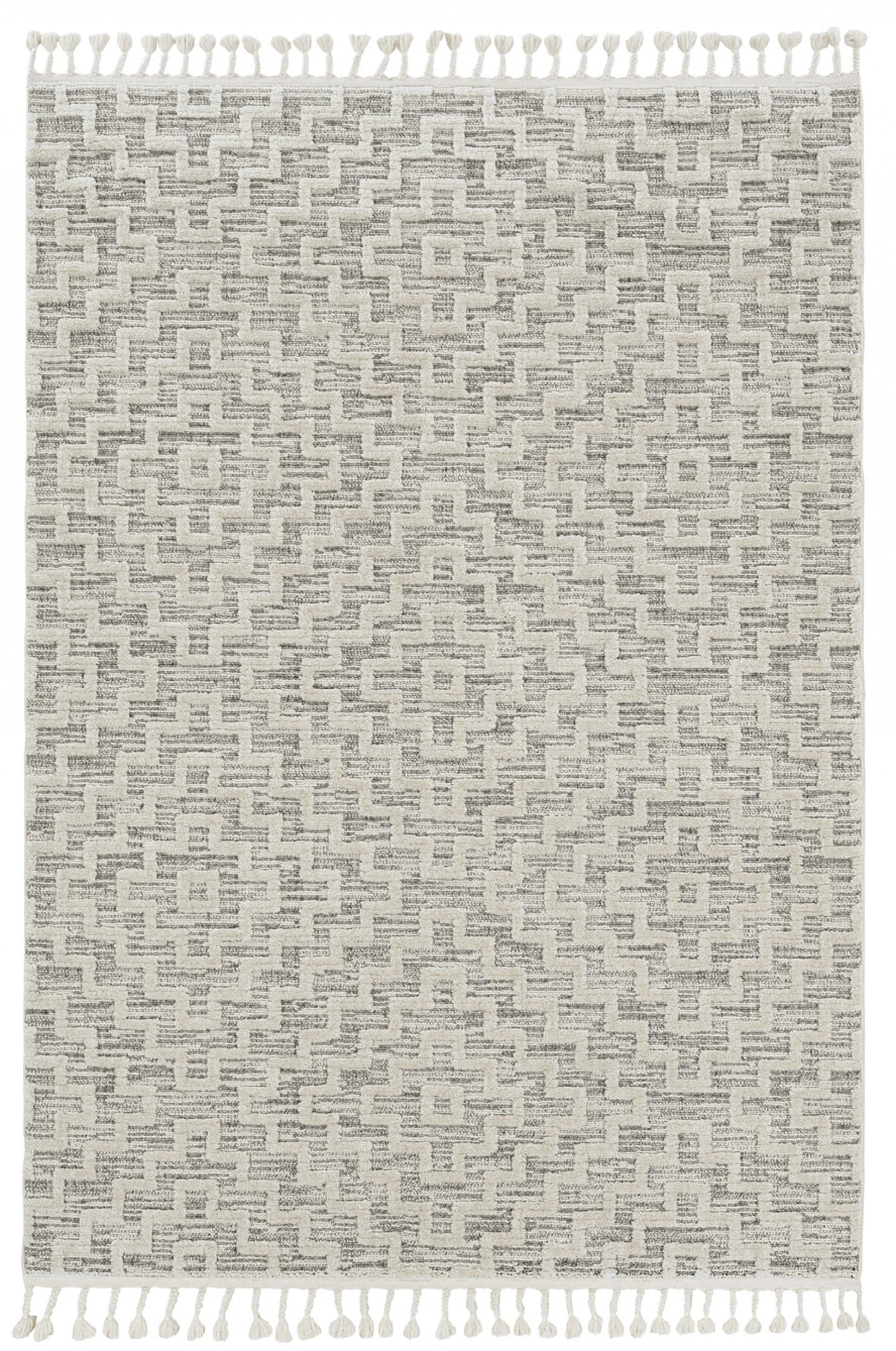 12' X 15' Gray and Ivory Geometric Area Rug