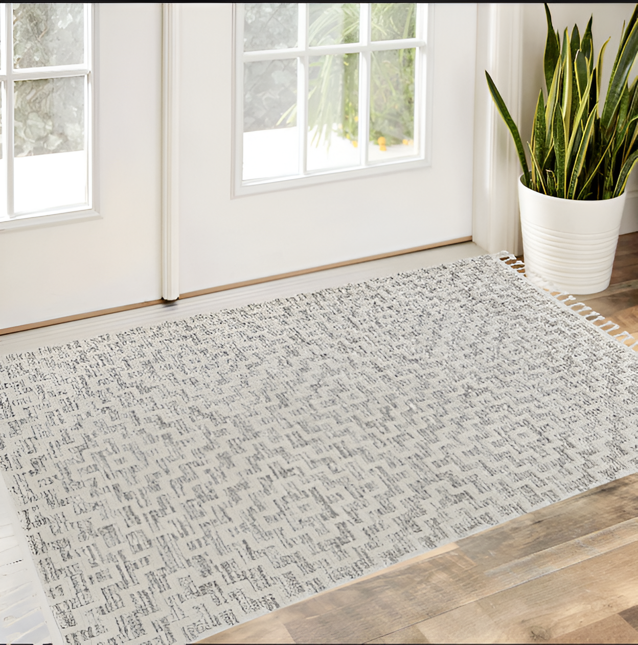 12' X 15' Gray and Ivory Geometric Area Rug