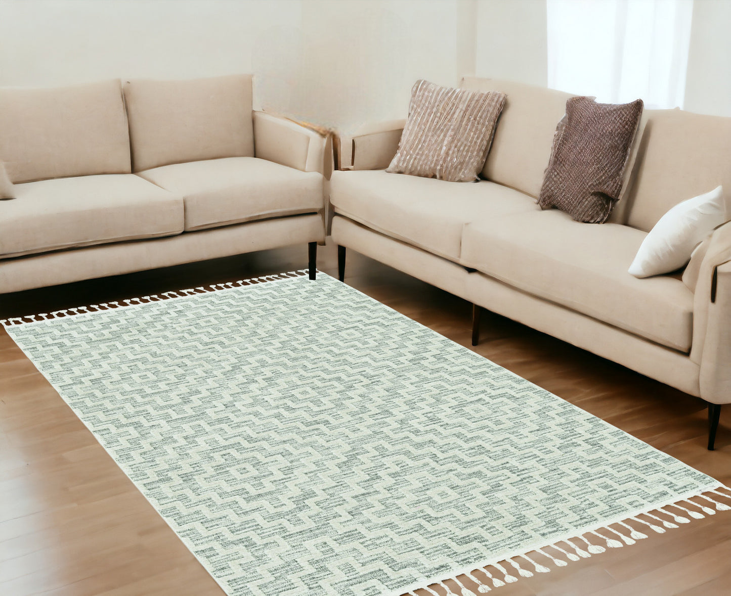 12' X 15' Gray and Ivory Geometric Area Rug
