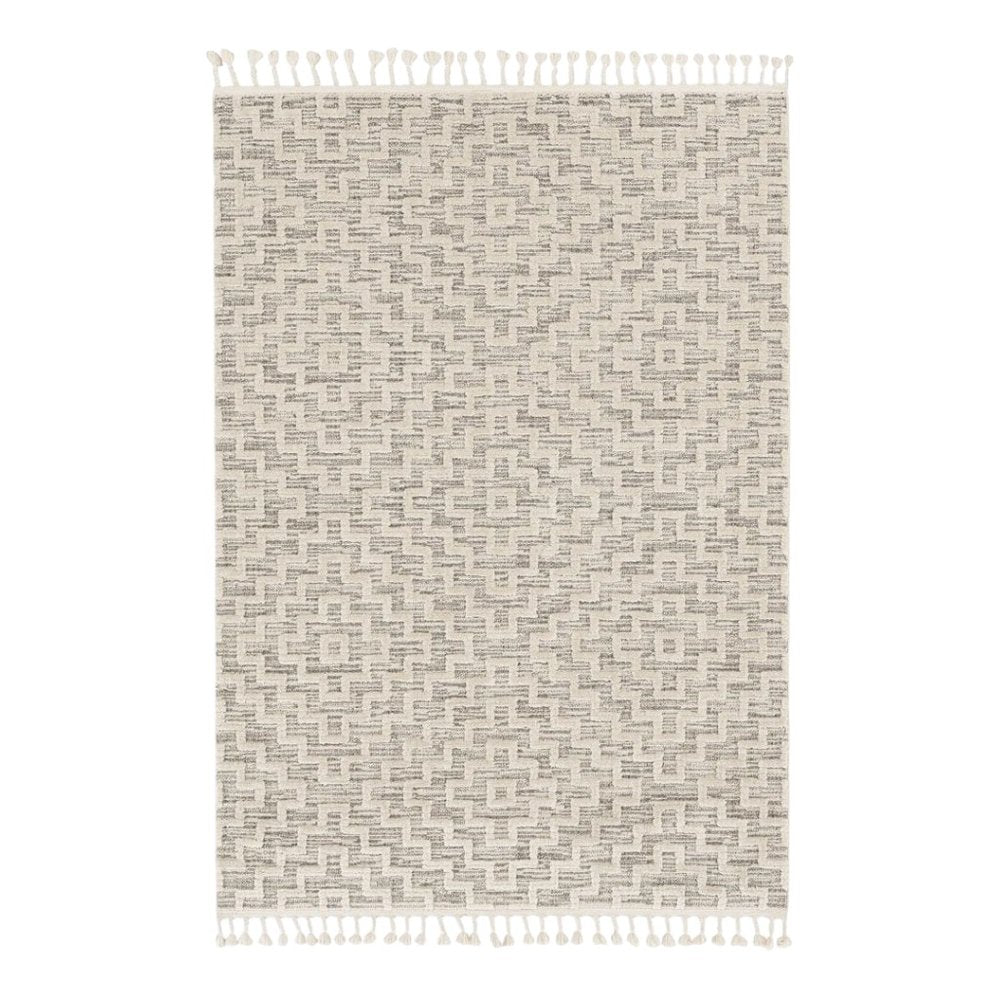 8' X 11' Gray and Ivory Geometric Area Rug
