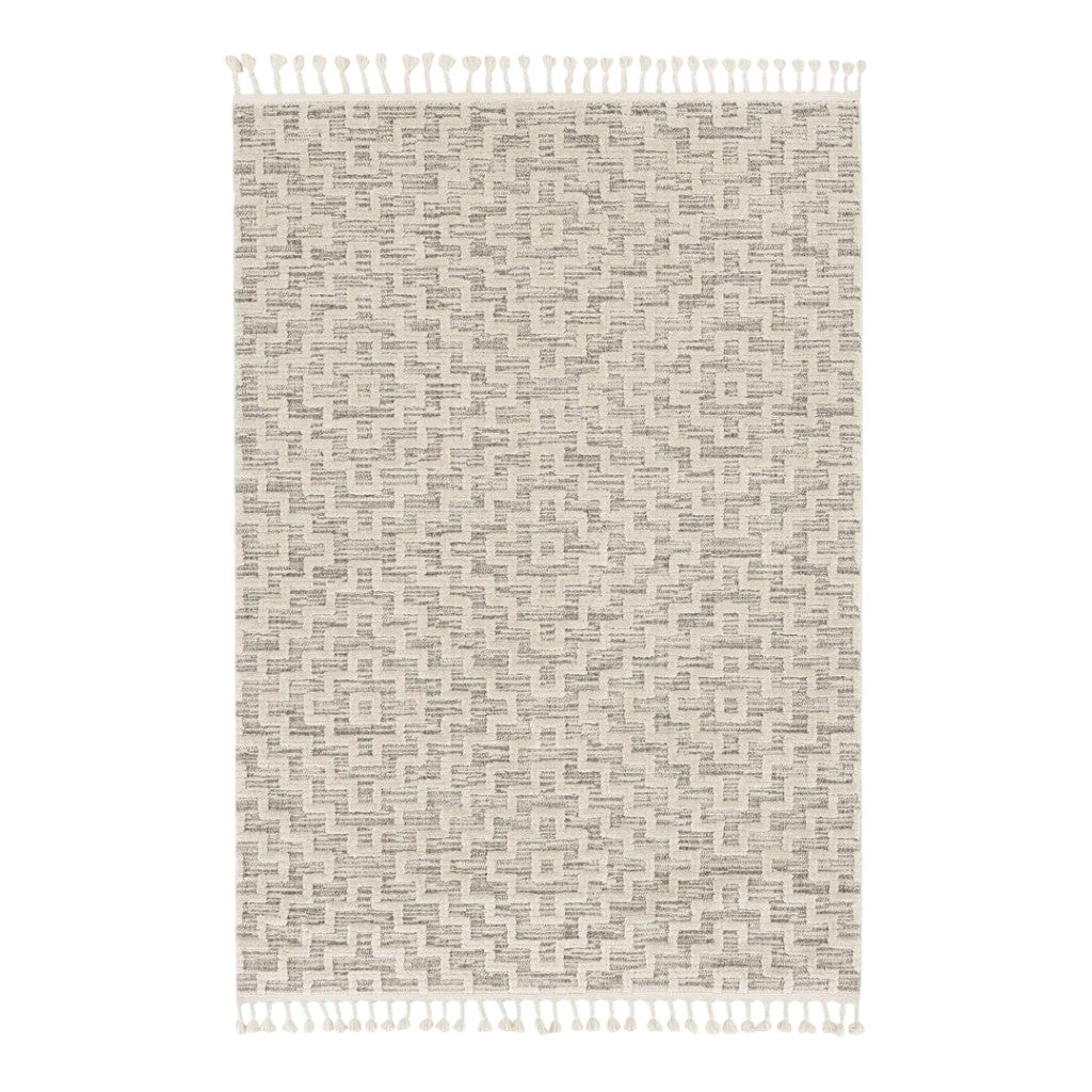 8' X 11' Gray and Ivory Geometric Area Rug