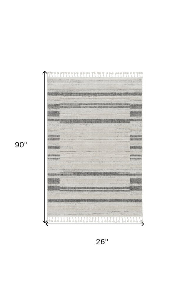 5' X 8' Gray and Ivory Abstract Area Rug