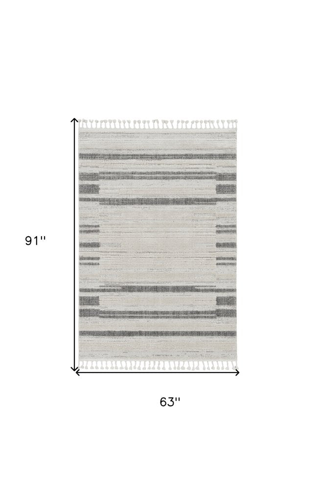 5' X 8' Gray and Ivory Abstract Area Rug