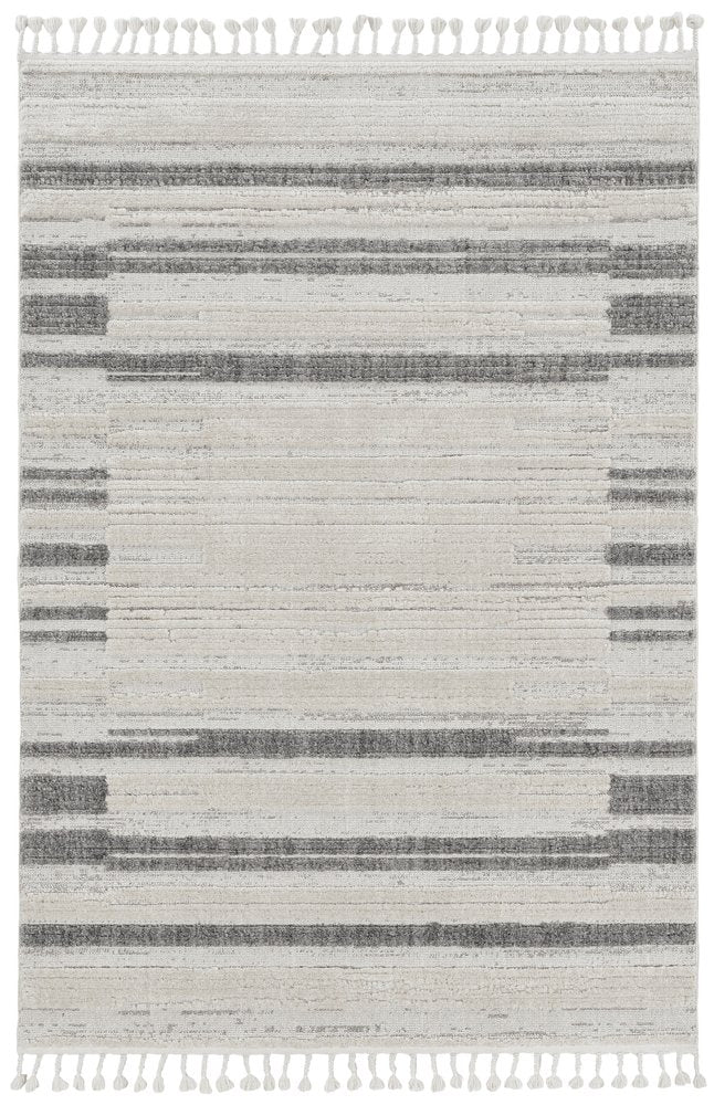 5' X 8' Gray and Ivory Abstract Area Rug