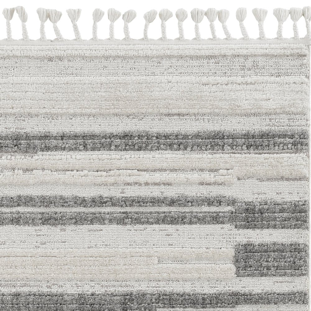 5' X 8' Gray and Ivory Abstract Area Rug