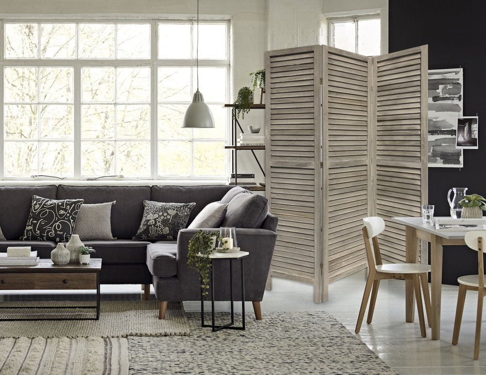 3 Panel Grey Shutter Screen Room Divider