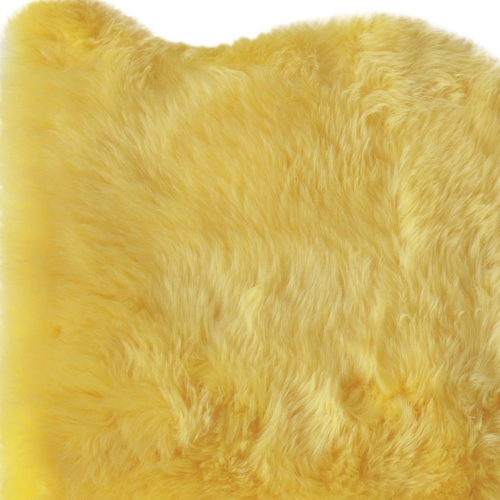 2' X 3' Yellow New Zealand Lambs Wool Handmade Area Rug