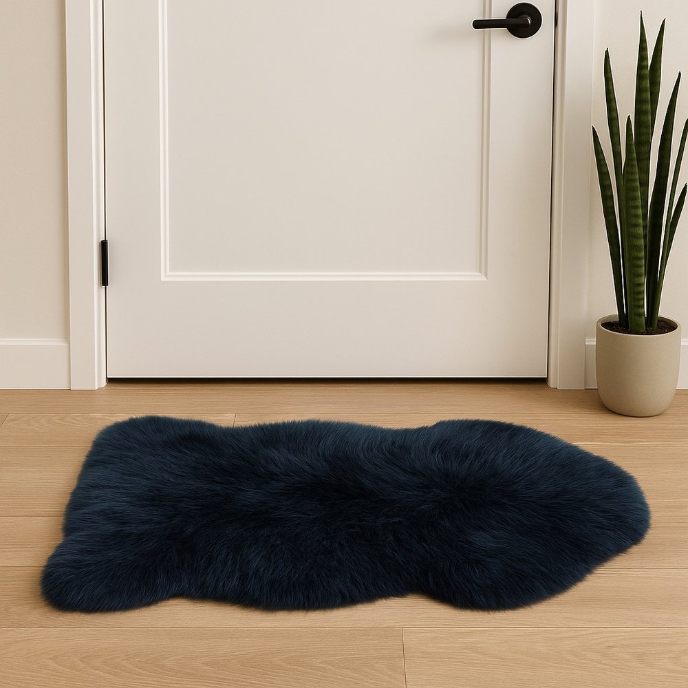 2' X 3' Navy New Zealand Natural Sheepskin Rug