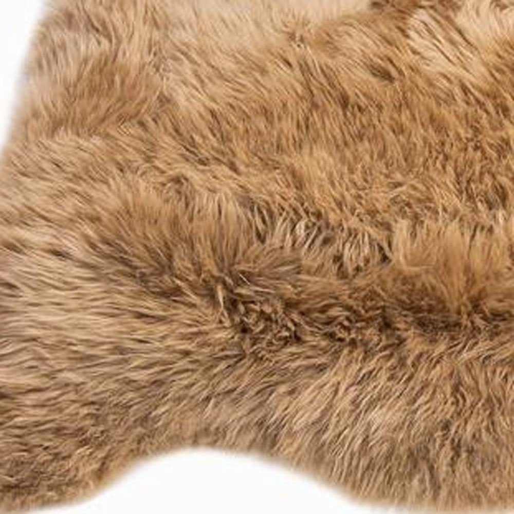 2' X 3' Beige Genuine Sheepskin Area Rug