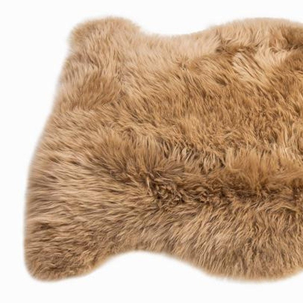 2' X 3' Beige Genuine Sheepskin Area Rug