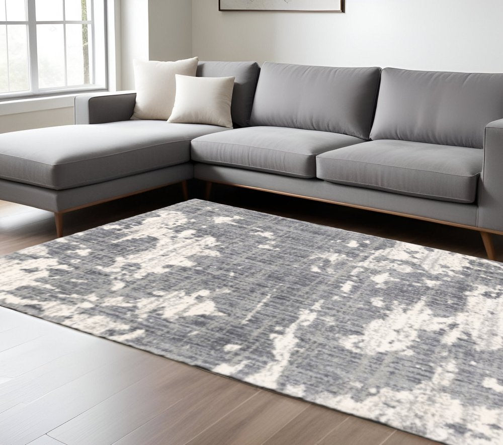 2' X 8' Grey And Ivory Grey Matter Runner Rug