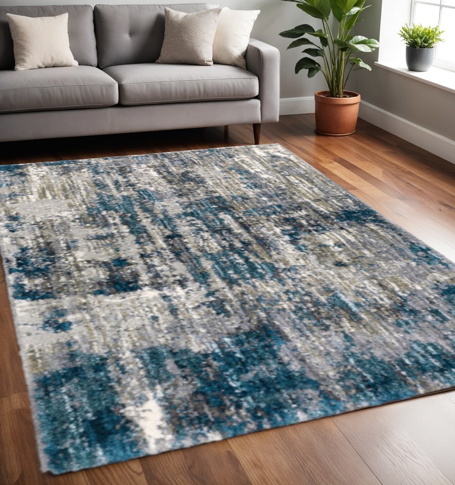 5' X 8' Grey And Blue Grey Skies Area Rug