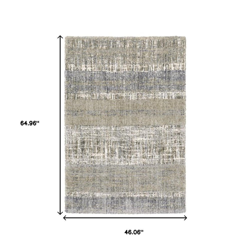 5' X 8' Grey And Ivory Abstract Lines Area Rug