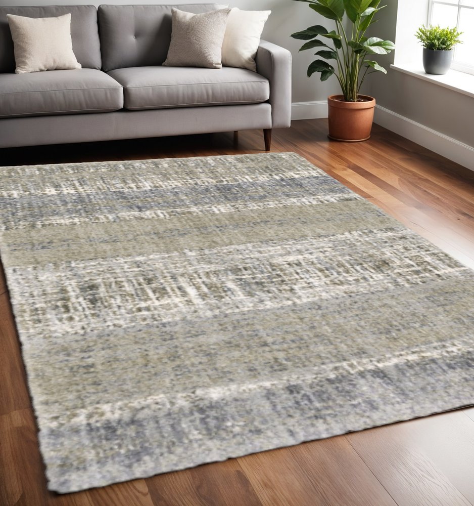 5' X 8' Grey And Ivory Abstract Lines Area Rug