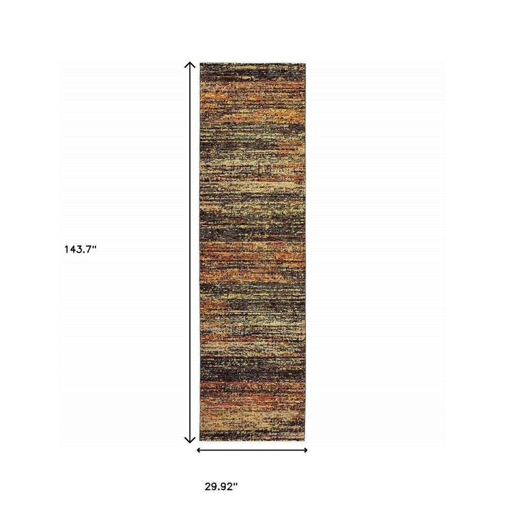 5' X 8' Gold And Slate Abstract Area Rug