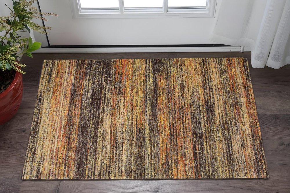 5' X 8' Gold And Slate Abstract Area Rug