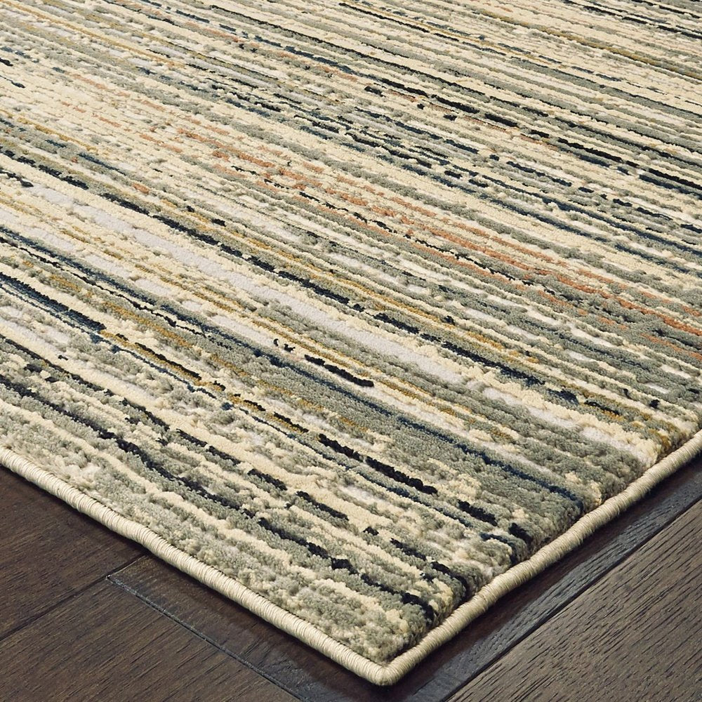 5' X 8' Ivory And Sage Abstract Area Rug