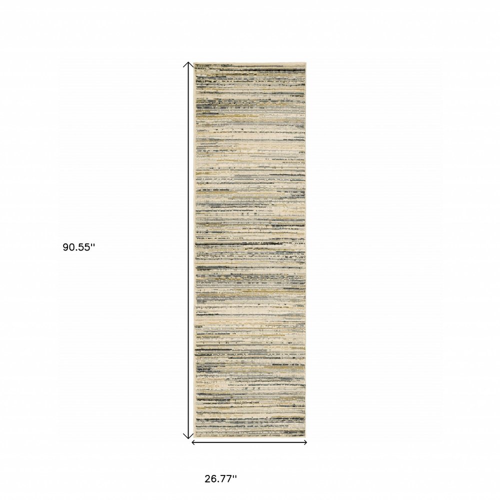 5' X 8' Ivory And Sage Abstract Area Rug