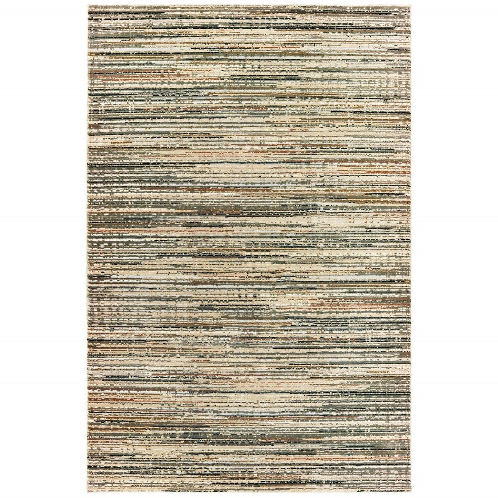 5' X 8' Ivory And Sage Abstract Area Rug