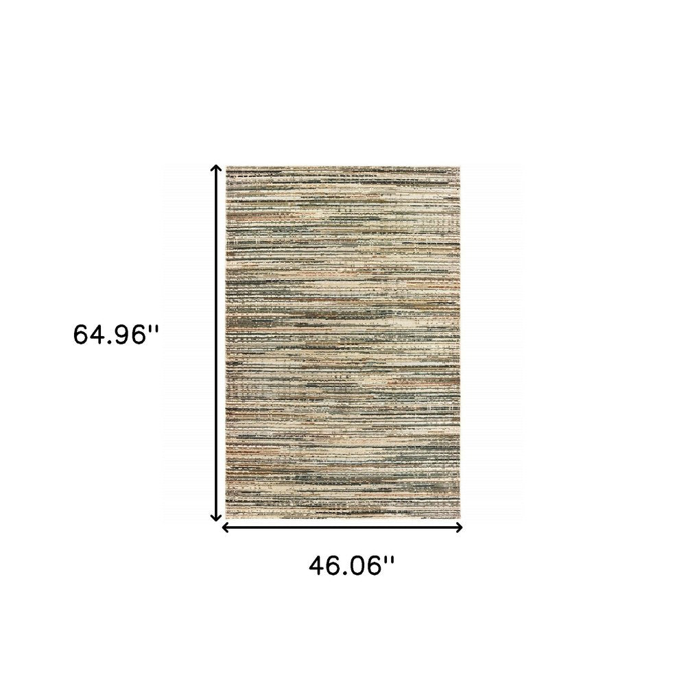 5' X 8' Ivory And Sage Abstract Area Rug
