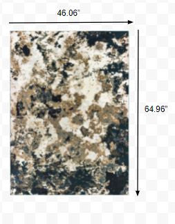 8' X 11' Ivory And Navy Blue Abstract Area Rug