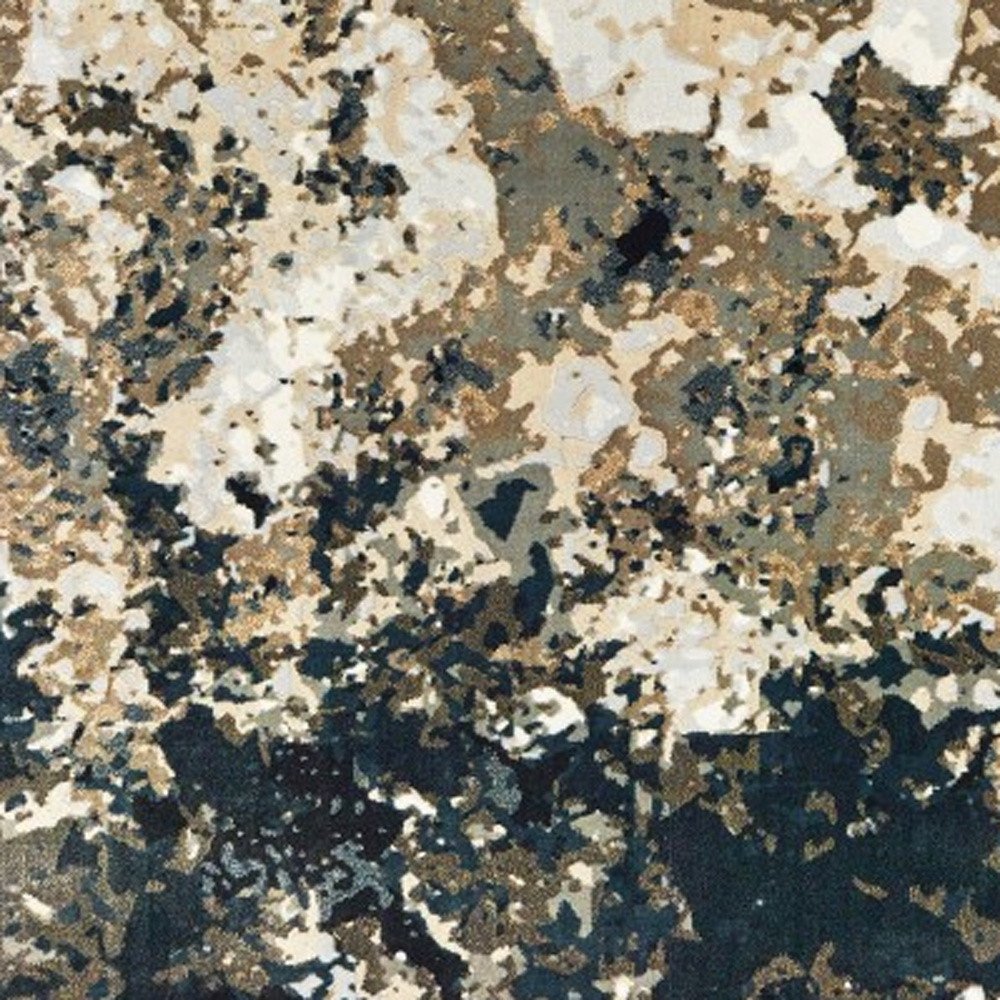 8' X 11' Ivory And Navy Blue Abstract Area Rug