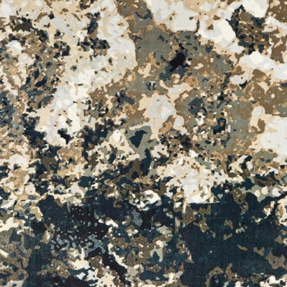 8' X 11' Ivory And Navy Blue Abstract Area Rug