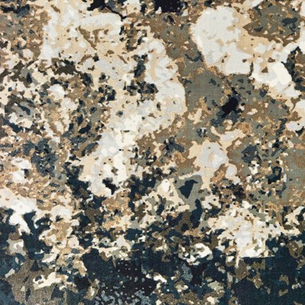 8' X 11' Ivory And Navy Blue Abstract Area Rug