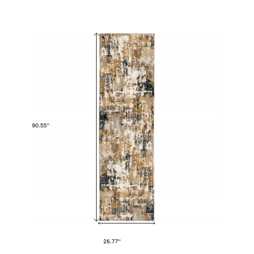 5' X 8' Ivory And Gray Abstract Area Rug