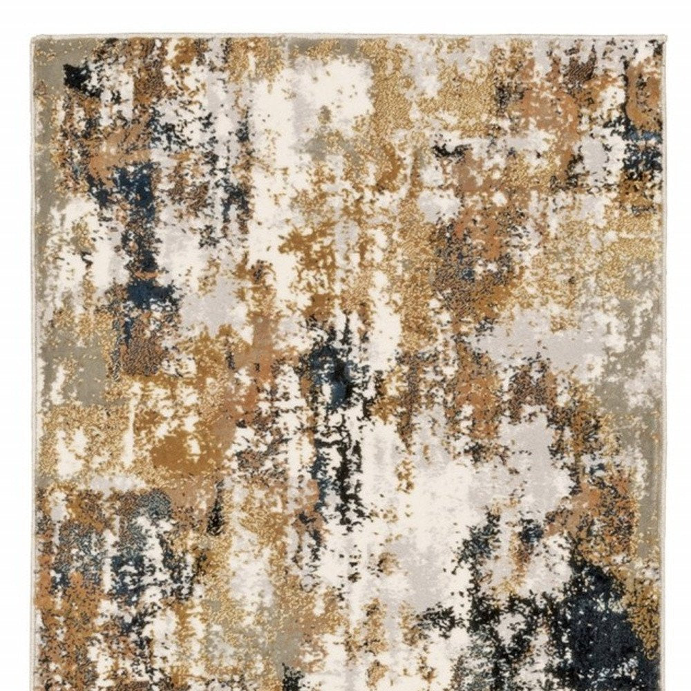 5' X 8' Ivory And Gray Abstract Area Rug