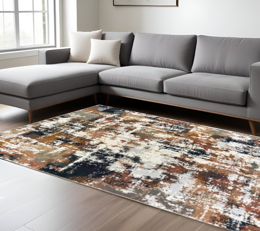 5' X 8' Ivory And Gray Abstract Area Rug