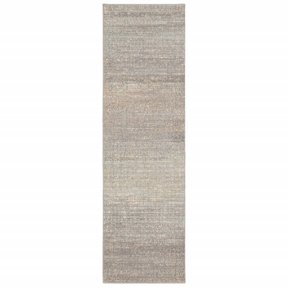10' X 13' Gray And Green Abstract Distressed Area Rug