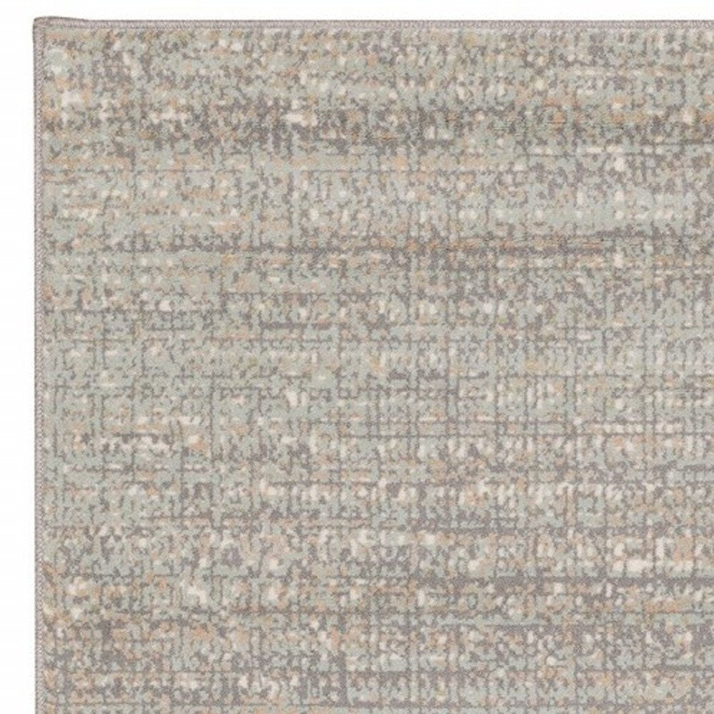 10' X 13' Gray And Green Abstract Distressed Area Rug