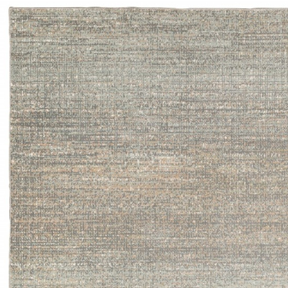 10' X 13' Gray And Green Abstract Distressed Area Rug