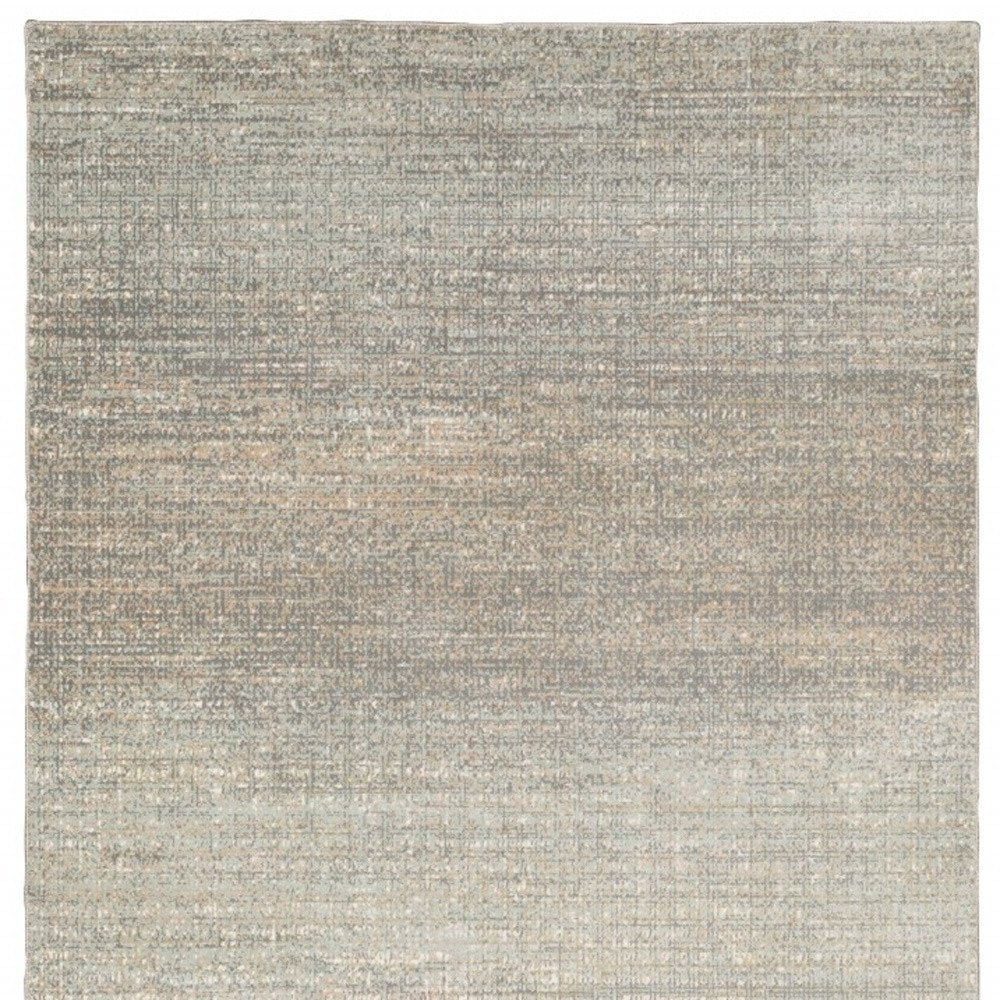 10' X 13' Gray And Green Abstract Distressed Area Rug