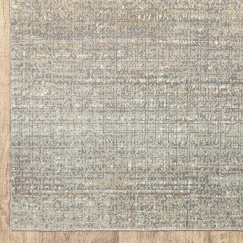 10' X 13' Gray And Green Abstract Distressed Area Rug