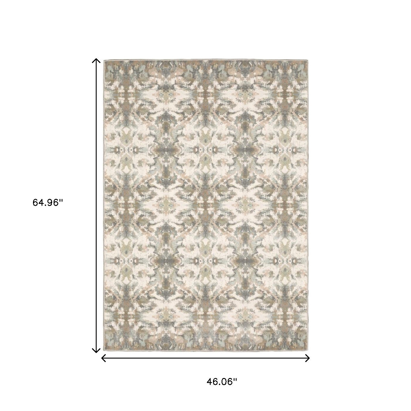 7' Ivory Gray Abstract Ikat Indoor Runner Rug