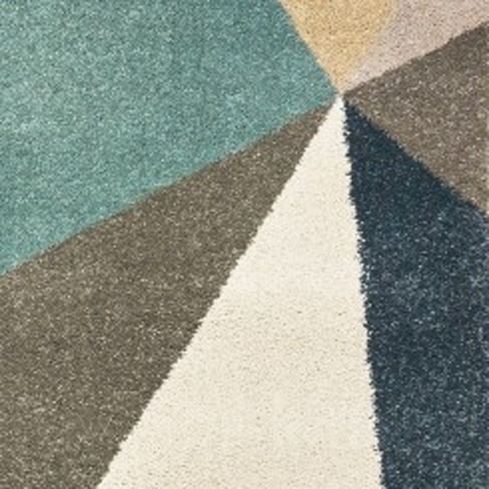 2' X 3' Blue Green And Beige Abstract Geometric Area Rug