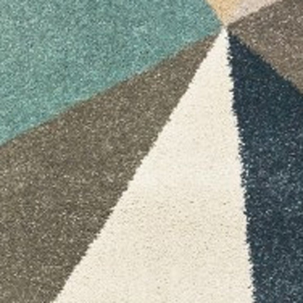 2' X 3' Blue Green And Beige Abstract Geometric Area Rug