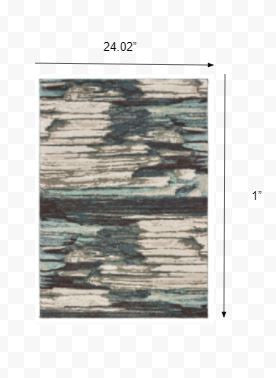 7' X 10' Ivory Blue And Gray Abstract Area Rug