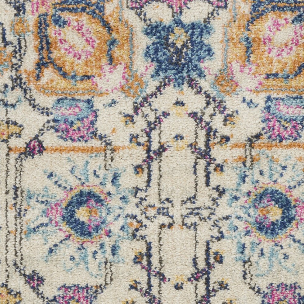 7' X 10' Ivory And Blue Floral Area Rug