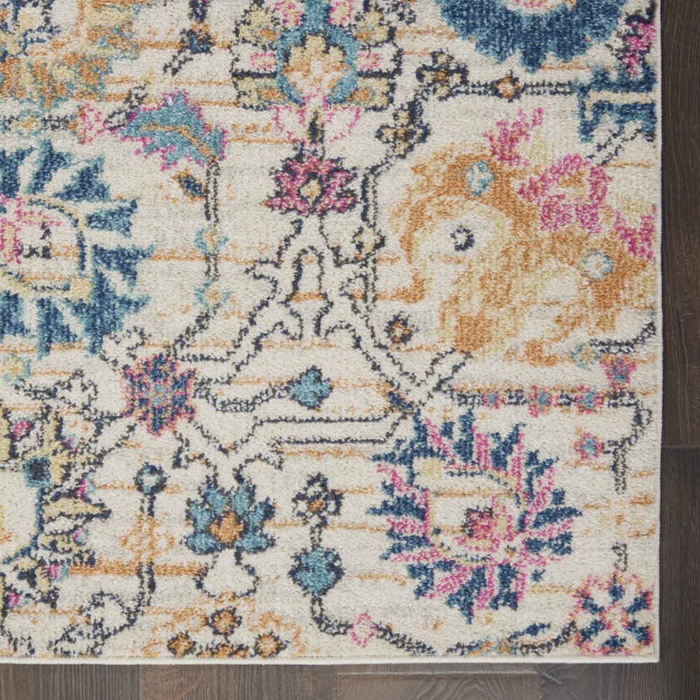 7' X 10' Ivory And Blue Floral Area Rug