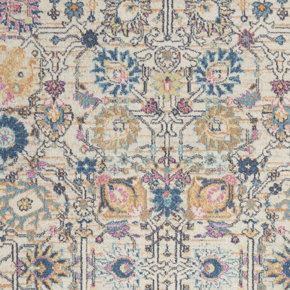 4' X 6' Ivory And Blue Floral Area Rug