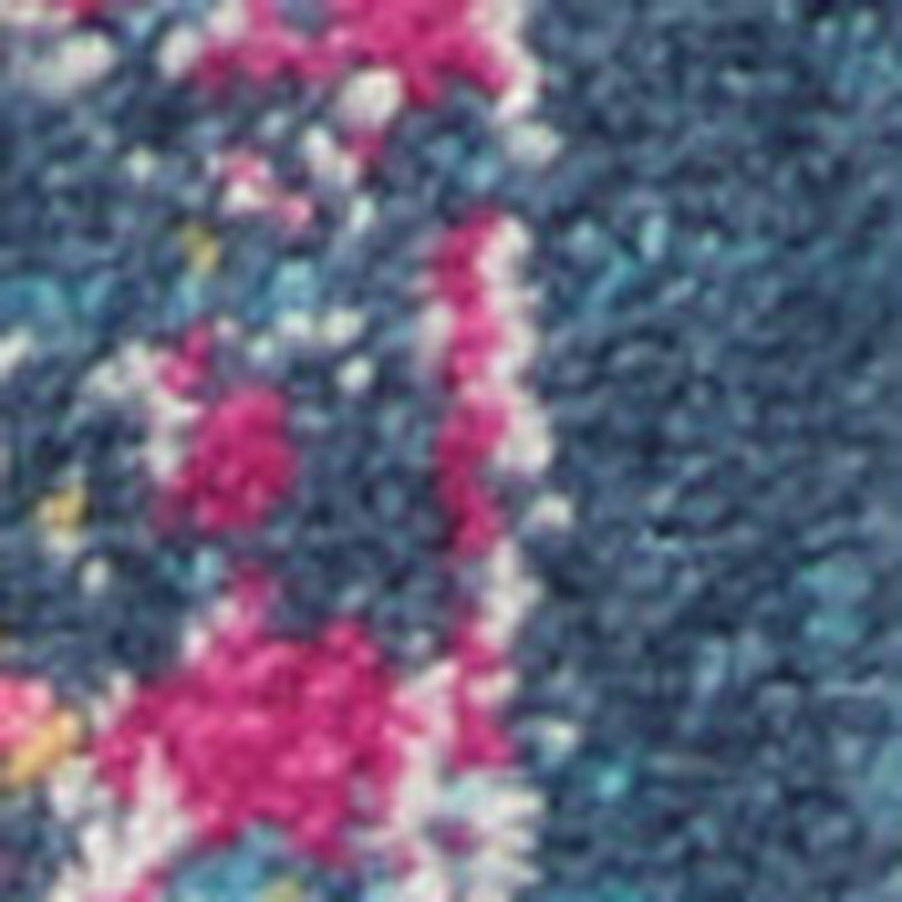 8' Blue And Pink Medallion Distressed Runner Rug