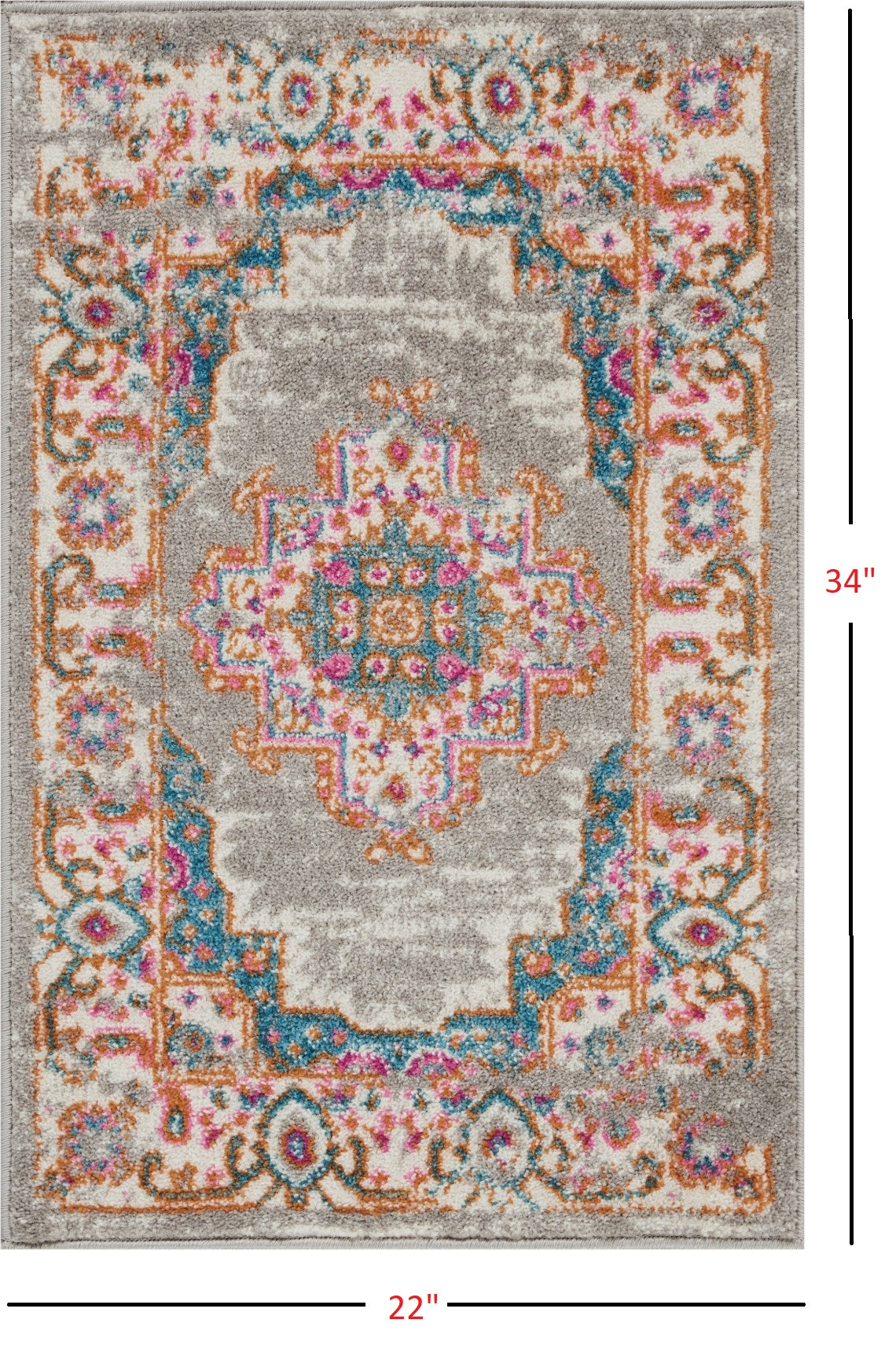 2' X 3' Gray Power Loom Area Rug