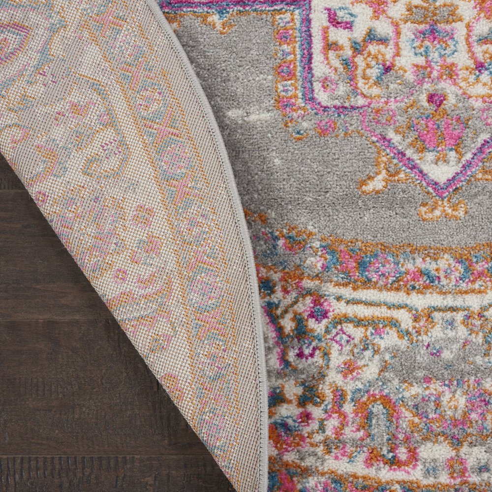 7' X 10' Gray And Gold Medallion Distressed Area Rug