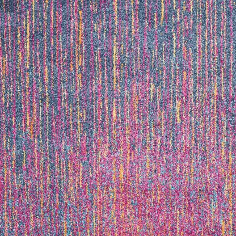 7' X 10' Blue And Orange Abstract Area Rug