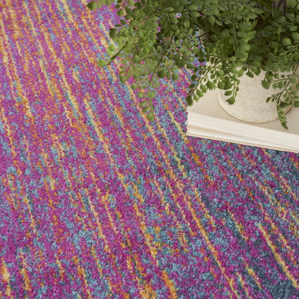 7' X 10' Blue And Orange Abstract Area Rug