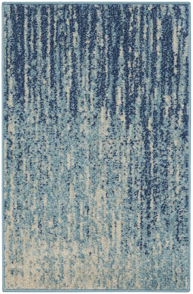 5' X 7' Blue And Ivory Abstract Area Rug